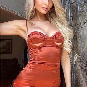 Rust Satin Dress